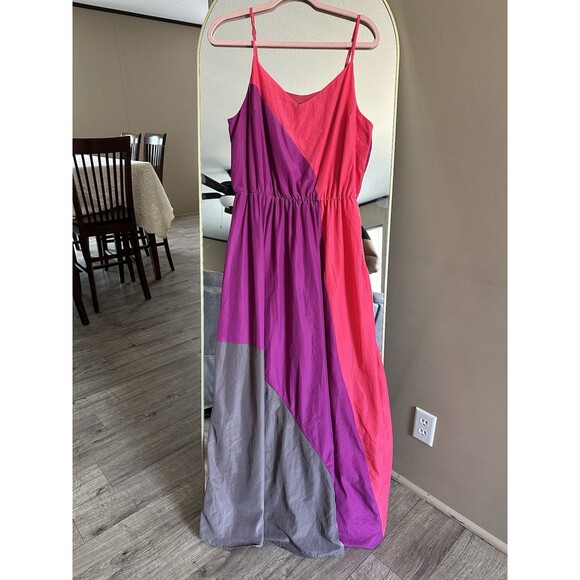 Mossimo Stylish Color Block Maxi‎ Dress Sleeveless Spaghetti Straps - Picture 1 of 6